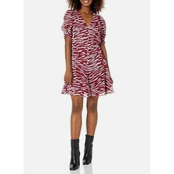 New Vince Camuto Women's Size 2 Casual Printed Fit and Flare Wine - Picture 1 of 12